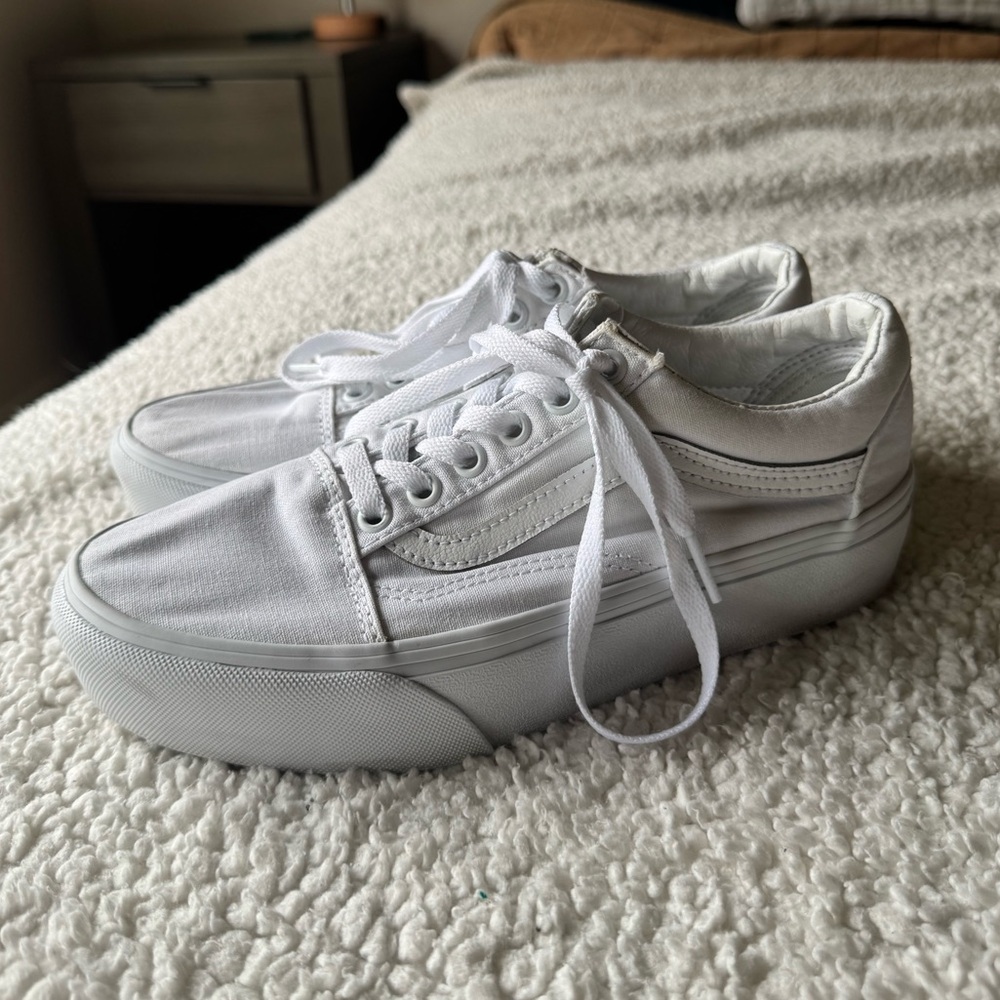 Vans Classic White Platform Shoes